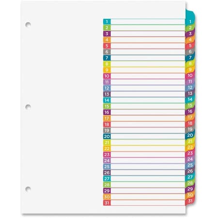 The Workstation Ready Index Tab Dividers 1 to 31, Multicolor TH18736